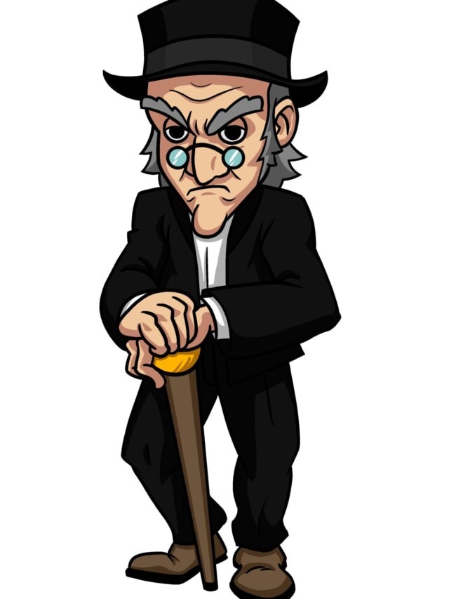 Ebenezer Scrooge from A Christmas Carol drawing tutorial - web story - complete