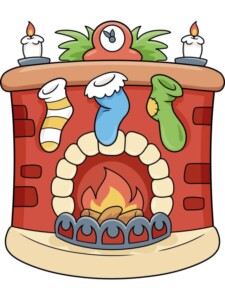 Fireplace with Christmas Stockings drawing tutorial - web story - complete