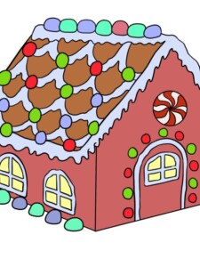 Gingerbread House drawing tutorial - web story - complete