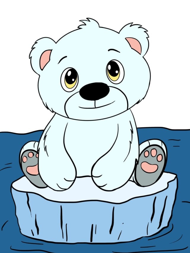 Polar Bear Cub drawing tutorial - web story - complete