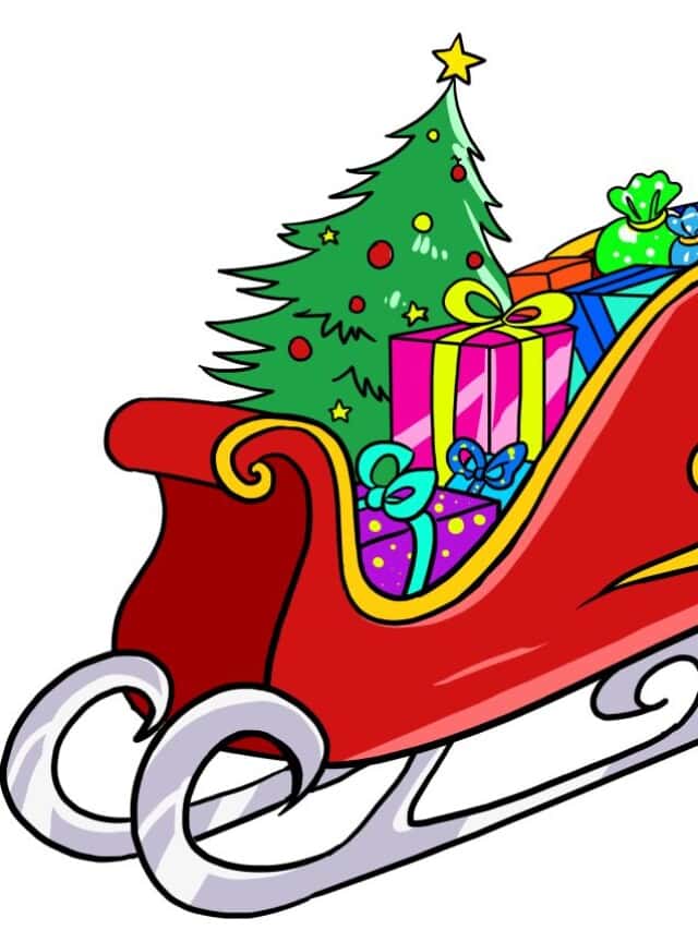 Santa's Sleigh drawing tutorial - web story - complete
