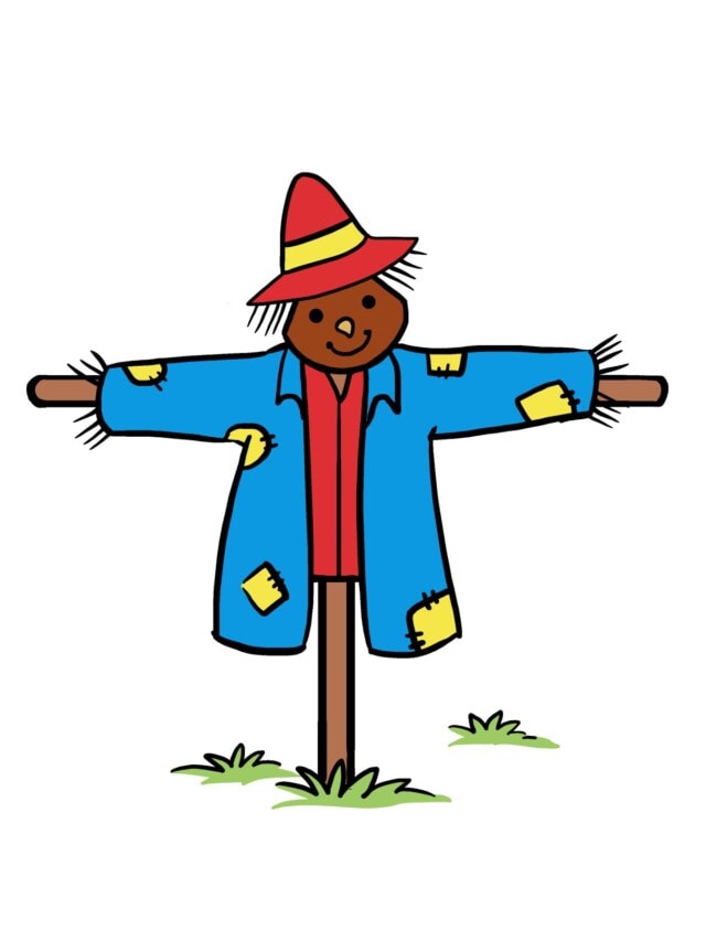 Scarecrow drawing tutorial - web story - complete