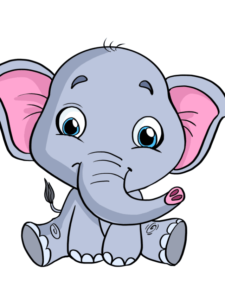 Baby Elephant drawing tutorial - web story - complete