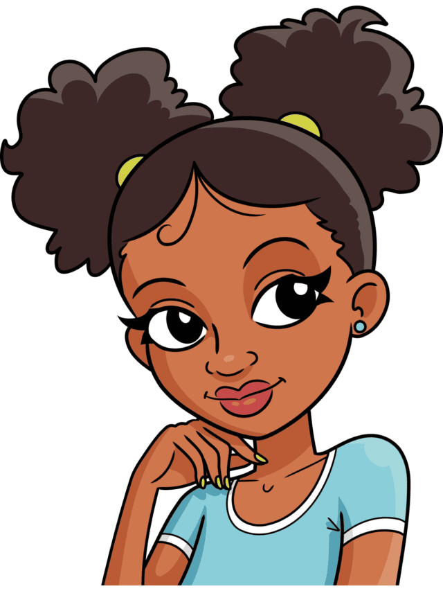 Black Girl Cartoon drawing tutorial - web story - complete