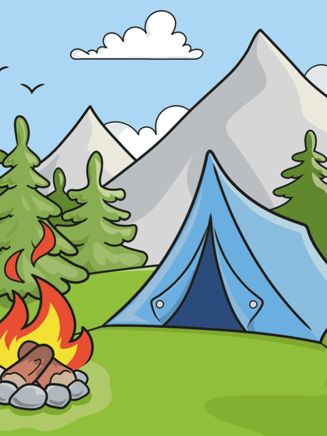 Camping Scene drawing tutorial - web story - complete