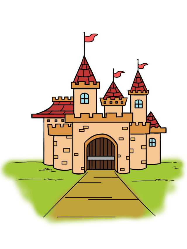 Cartoon Castle drawing tutorial - web story - complete