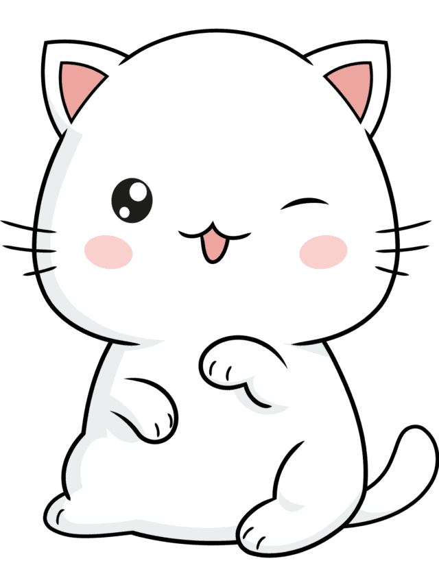 Kawaii Cat drawing tutorial - web story - complete