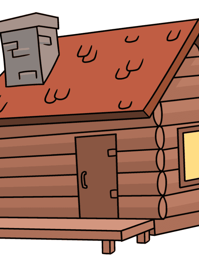Log Cabin drawing tutorial - web story - complete