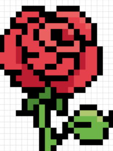 Rose Pixel Art drawing tutorial - web story - complete
