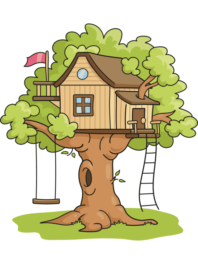 Tree House drawing tutorial - web story - complete