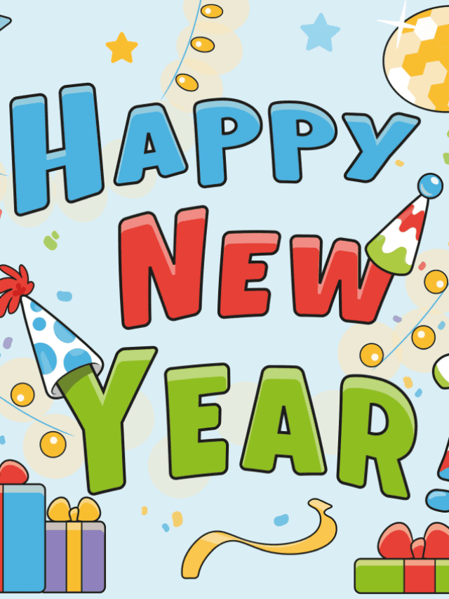 Happy New Year Card drawing tutorial - web story - complete