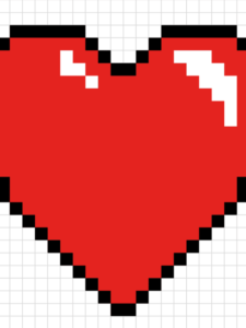 Heart Pixel Art drawing tutorial - web story - complete