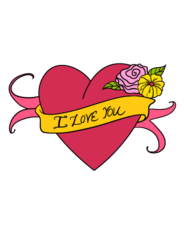 Easy I Love You Heart Step by Step Tutorial Easy Drawing Guides
