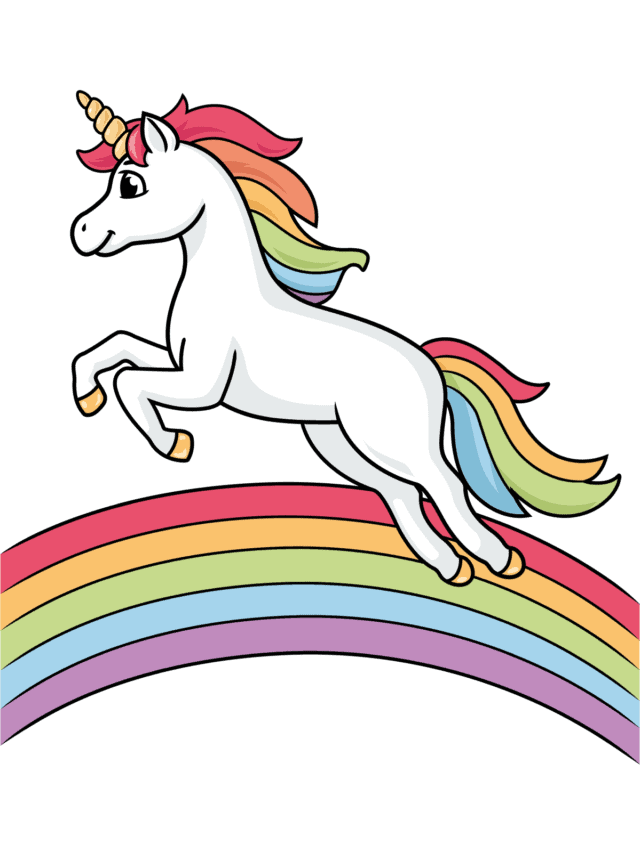 Jumping Unicorn drawing tutorial - web story - complete