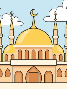 Mosque drawing tutorial - web story - complete
