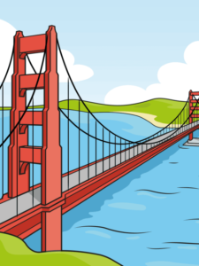 The Golden Gate Bridge drawing tutorial - web story - complete