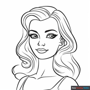 Beautiful Barbie Coloring Page | Easy Drawing Guides