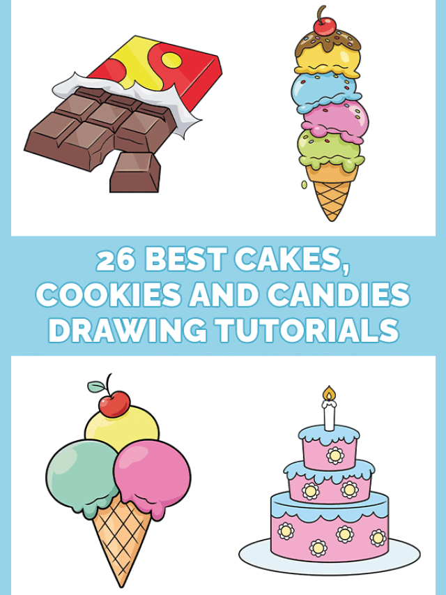 26 best cakes, cookies and candies Drawing Tutorials Pinterest Image
