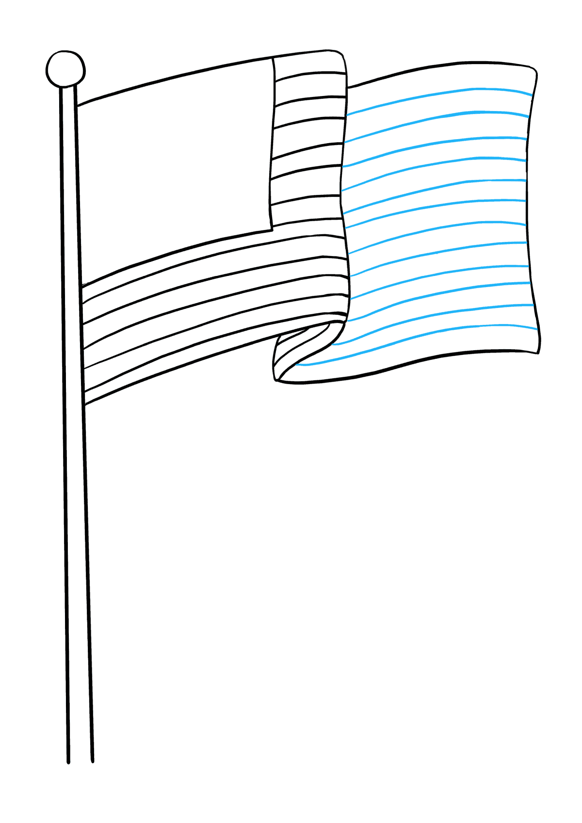 Easy To Draw Waving American Flag Waving Hand Drawing At