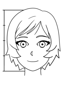 Anime Head and Face in Front View drawing tutorial - web story - complete