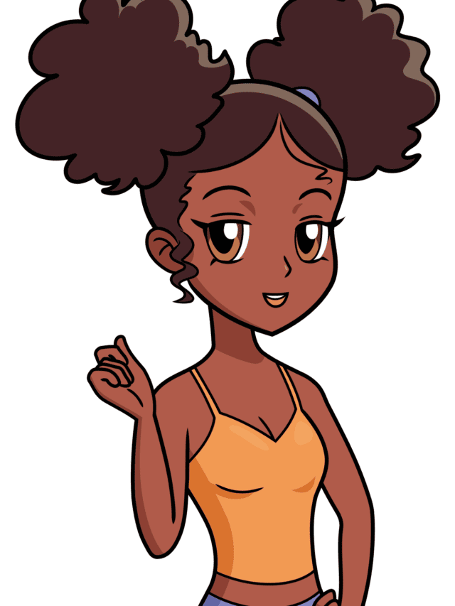 Black Anime Girl drawing tutorial - web story - complete