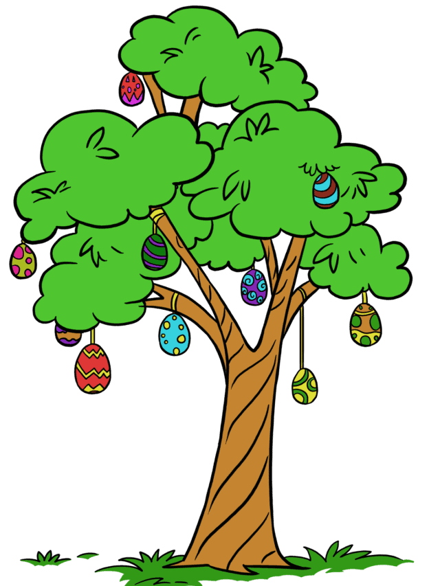 Easter Egg Tree drawing tutorial - web story - complete