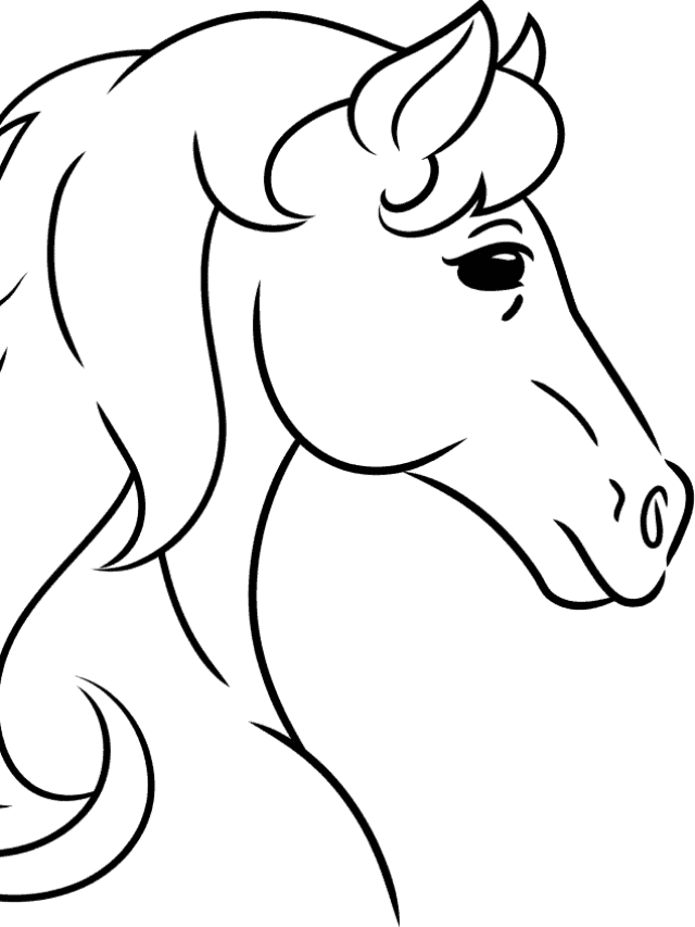 Horse Head Outline drawing tutorial - web story - complete