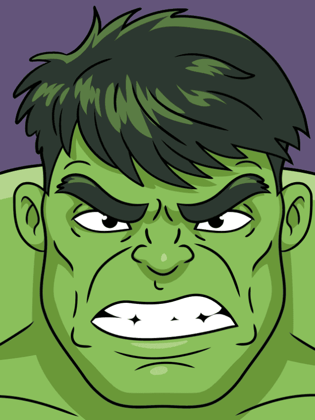 Hulk's Face drawing tutorial - web story - complete
