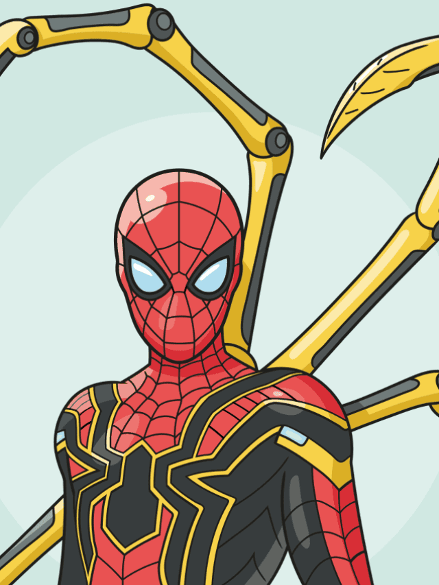 Iron Spider from Avengers drawing tutorial - web story - complete