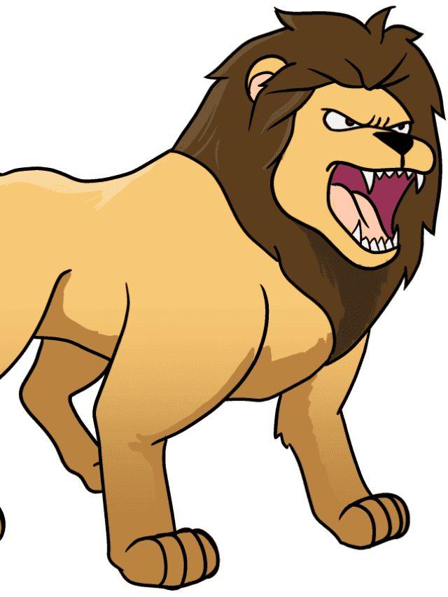 Lion Roaring drawing tutorial - web story - complete