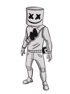 Marshmello from Fortnite drawing tutorial - web story - complete