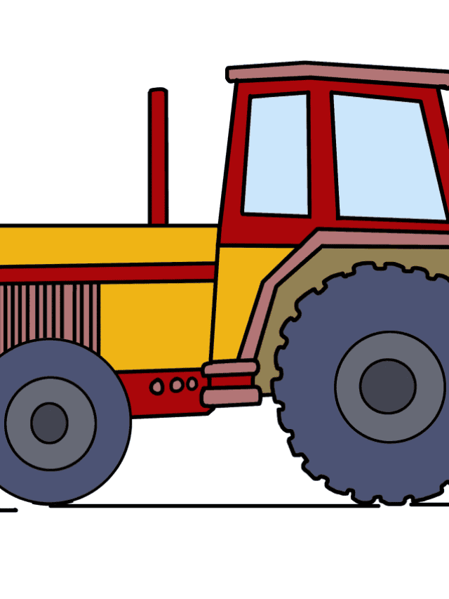 Tractor drawing tutorial - web story - complete