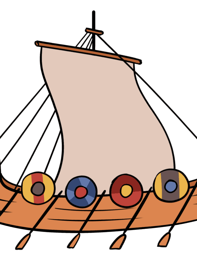 Viking Ship drawing tutorial - web story - complete