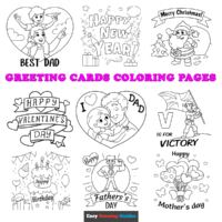 Free Greeting Cards Coloring Pages for Kids - 14 Printable Sheets