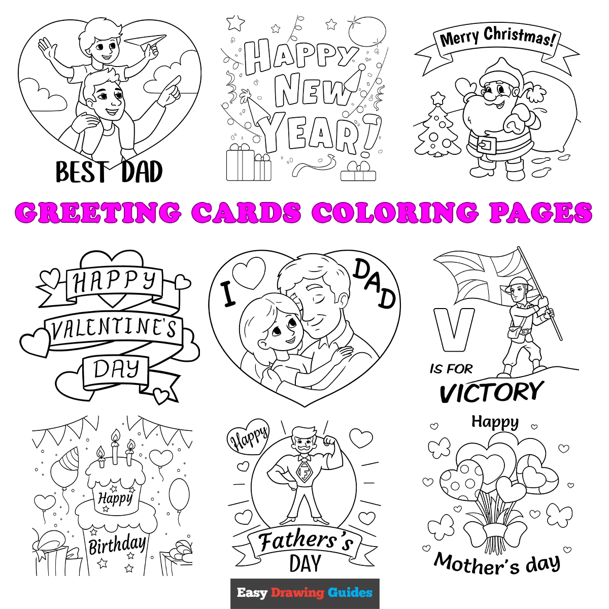 Free printable greeting cards coloring pages - Featured image