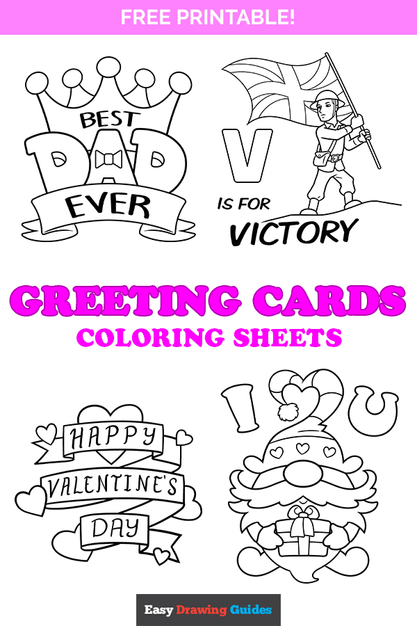 Free printable greeting cards coloring pages - pinterest image