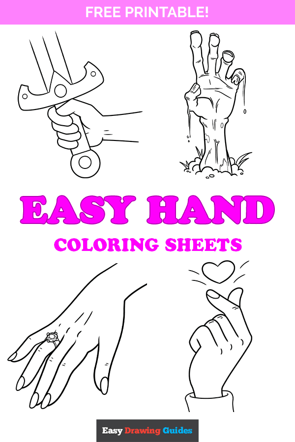Free Hand Coloring Pages for Kids - Pinterest Image