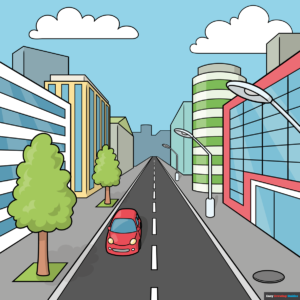 How to Draw an Easy Street in One Point Perspective Featured Image