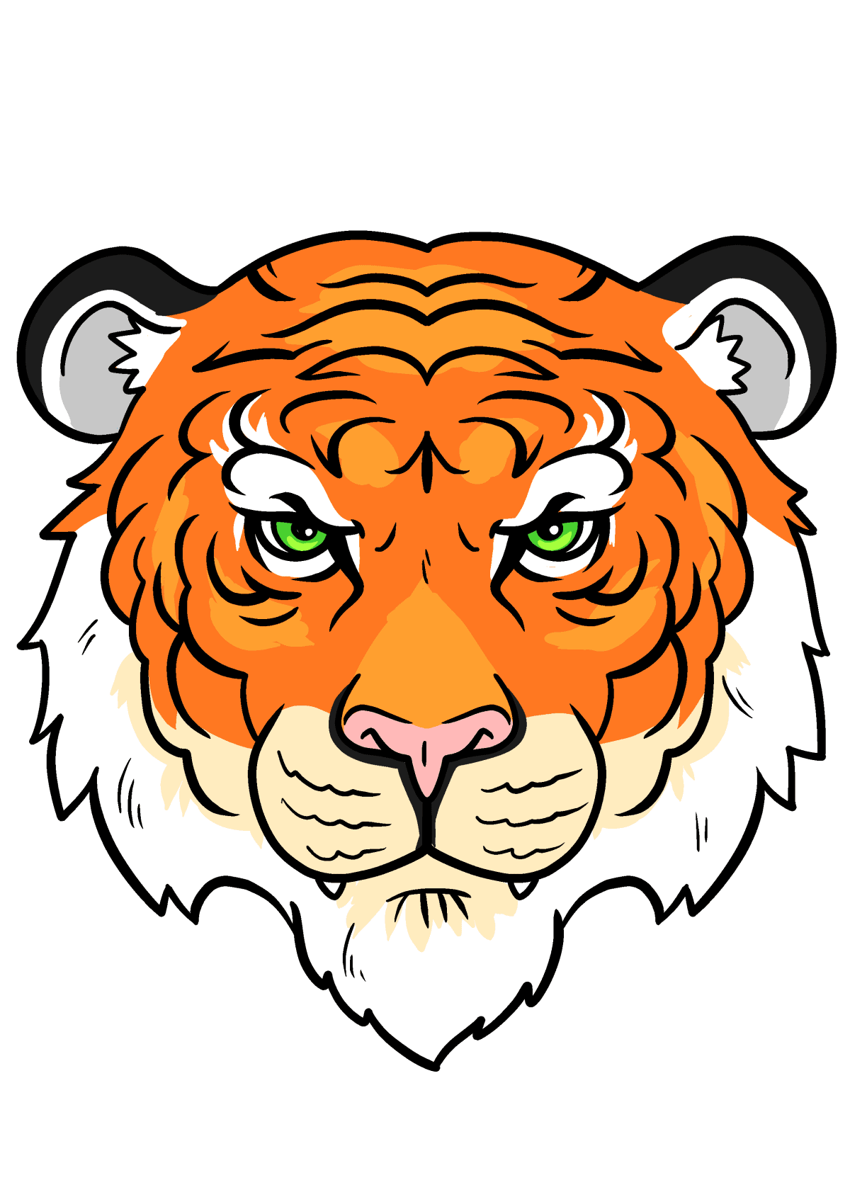Tiger Head Tutorial How To Draw A Cute Tiger Head