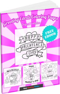 Easy Greetings Cards Coloring Pages for Kids - Free eBook 3D cover image