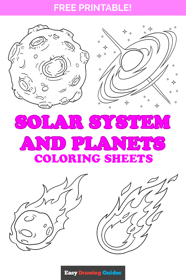 Free Solar System and Planets Printable Coloring Pages for Kids - Pinterest image