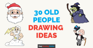 30 Old People Drawing Tutorials for Kids Featured Image
