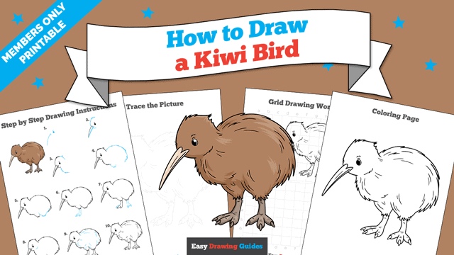 How to Draw a Kiwi Bird Printable Thumbnail