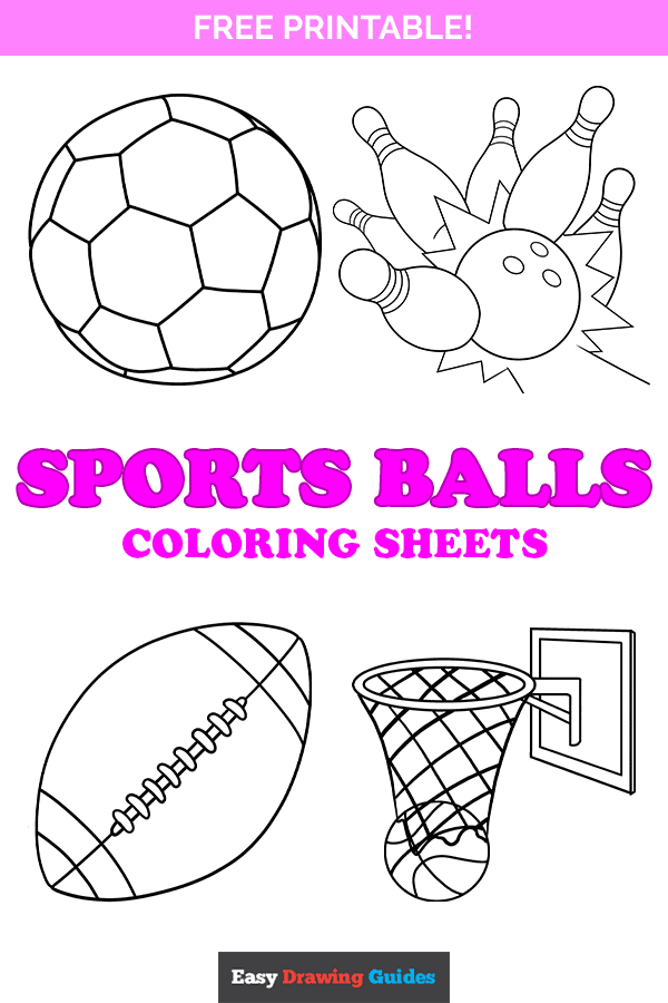 Free printable sports balls coloring pages - pinterest image