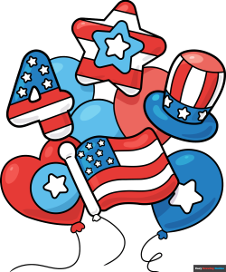 How to Draw Patriotic Balloons Featured Image