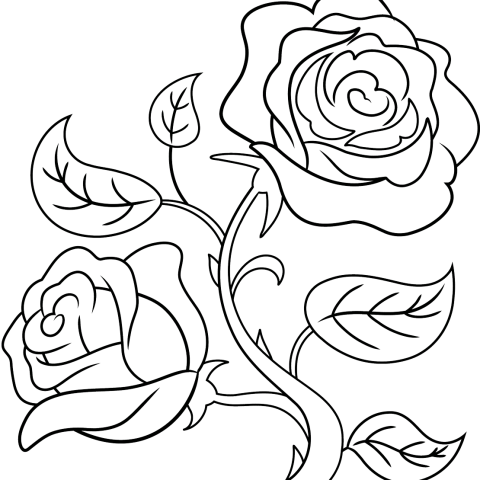 Free printable Black and White Rose coloring page