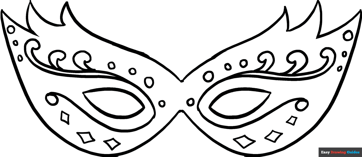 Mask For Mardi Gras Coloring Page Easy Drawing Guides