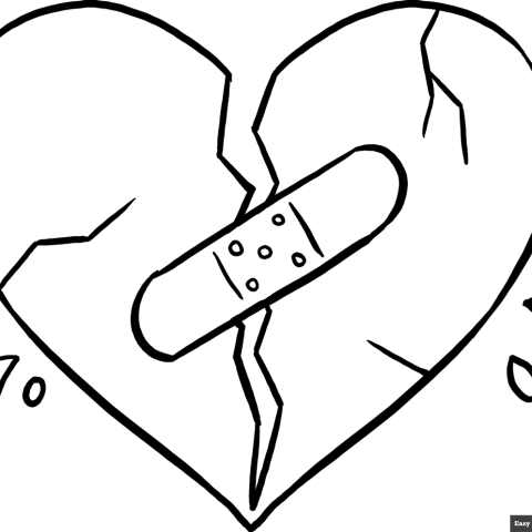 Free printable Broken Heart coloring image