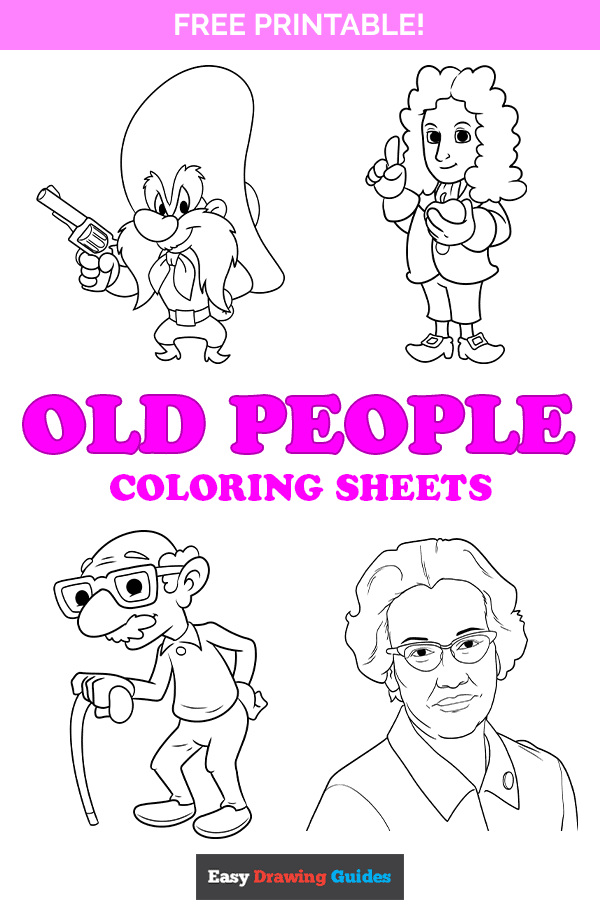 Free printable old people coloring pages - pinterest image