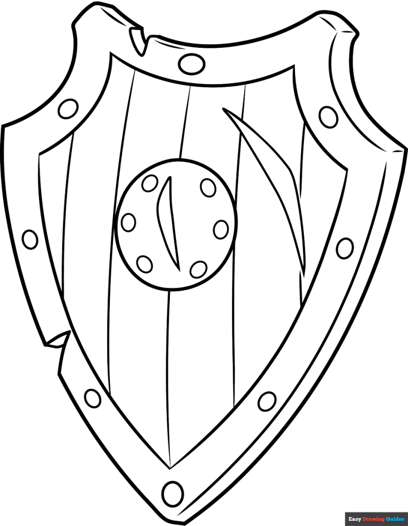 Shield Coloring Page | Easy Drawing Guides shield-coloring-page-easy-drawing-guides